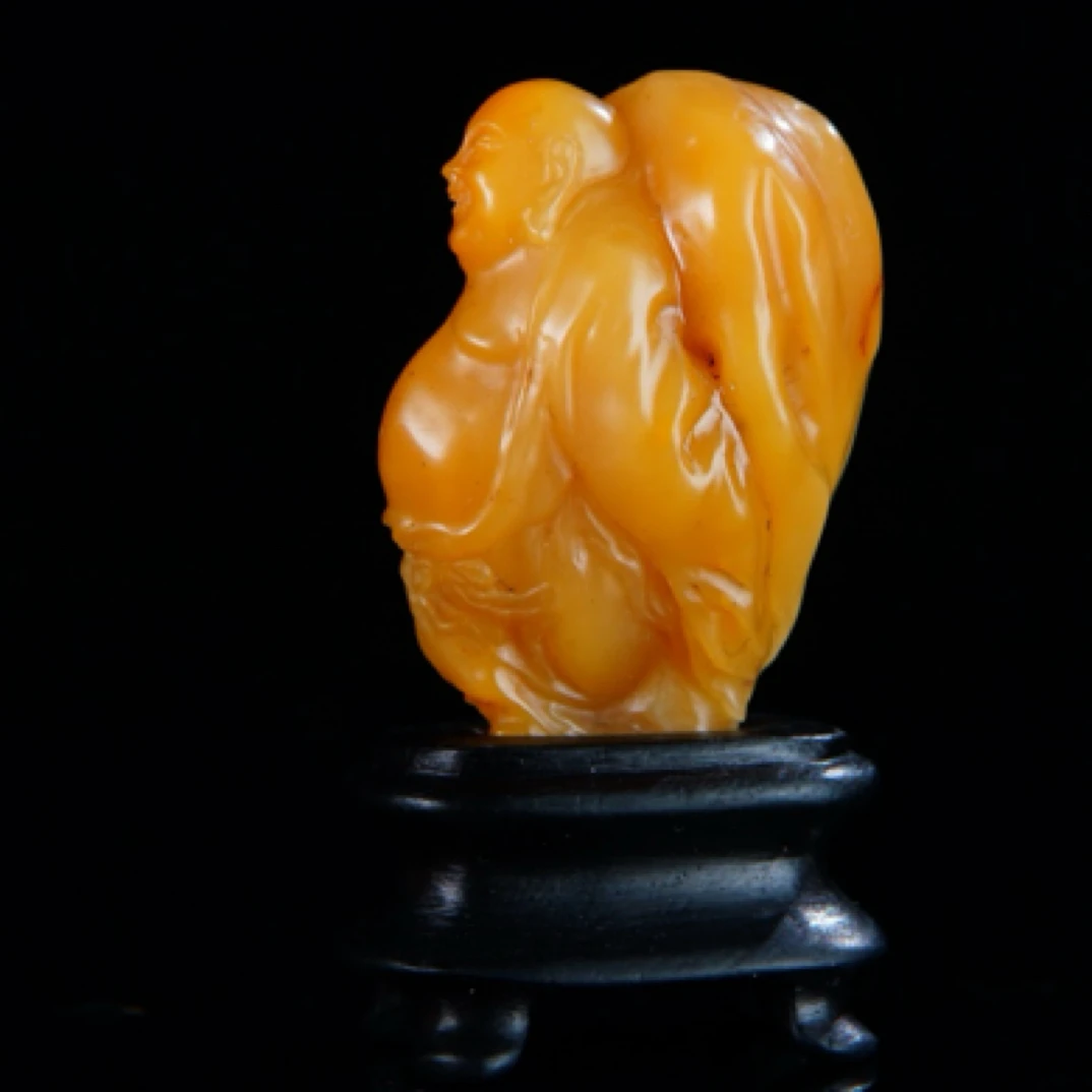 开门寿山石黄金黄田黄石精致圆雕摆件-皆大欢喜，国大师林飞作。