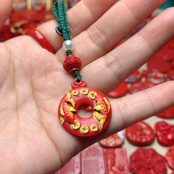 天然辰砂工艺品朱砂钥匙扣