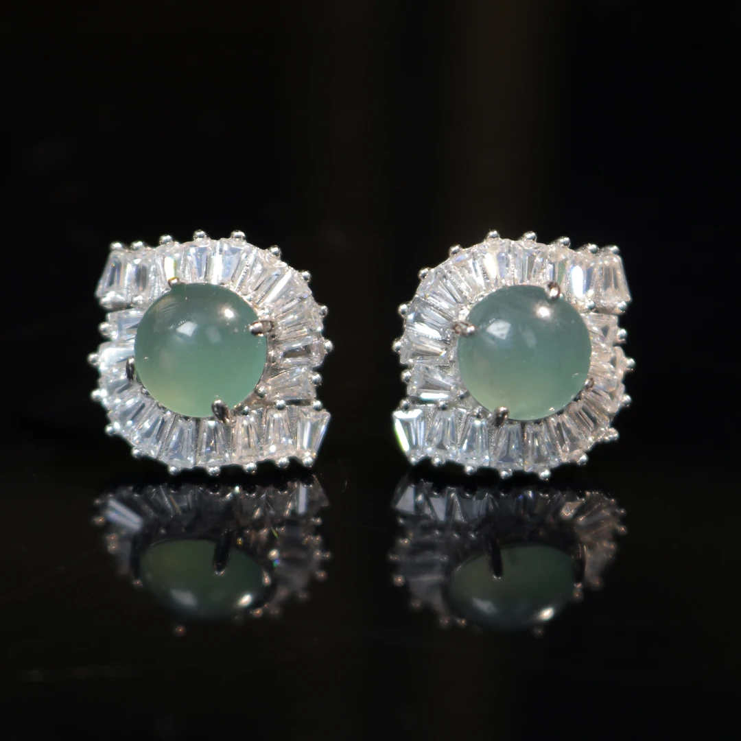 凰一品 危地马拉翡翠耳钉s925