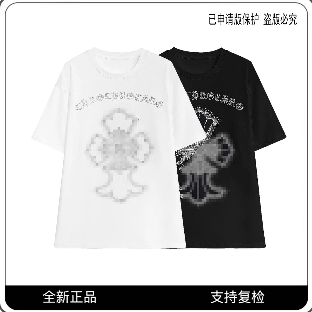 66808#CSIN轻奢简约重工烫钻T恤2025春夏休闲潮流百搭个性上衣