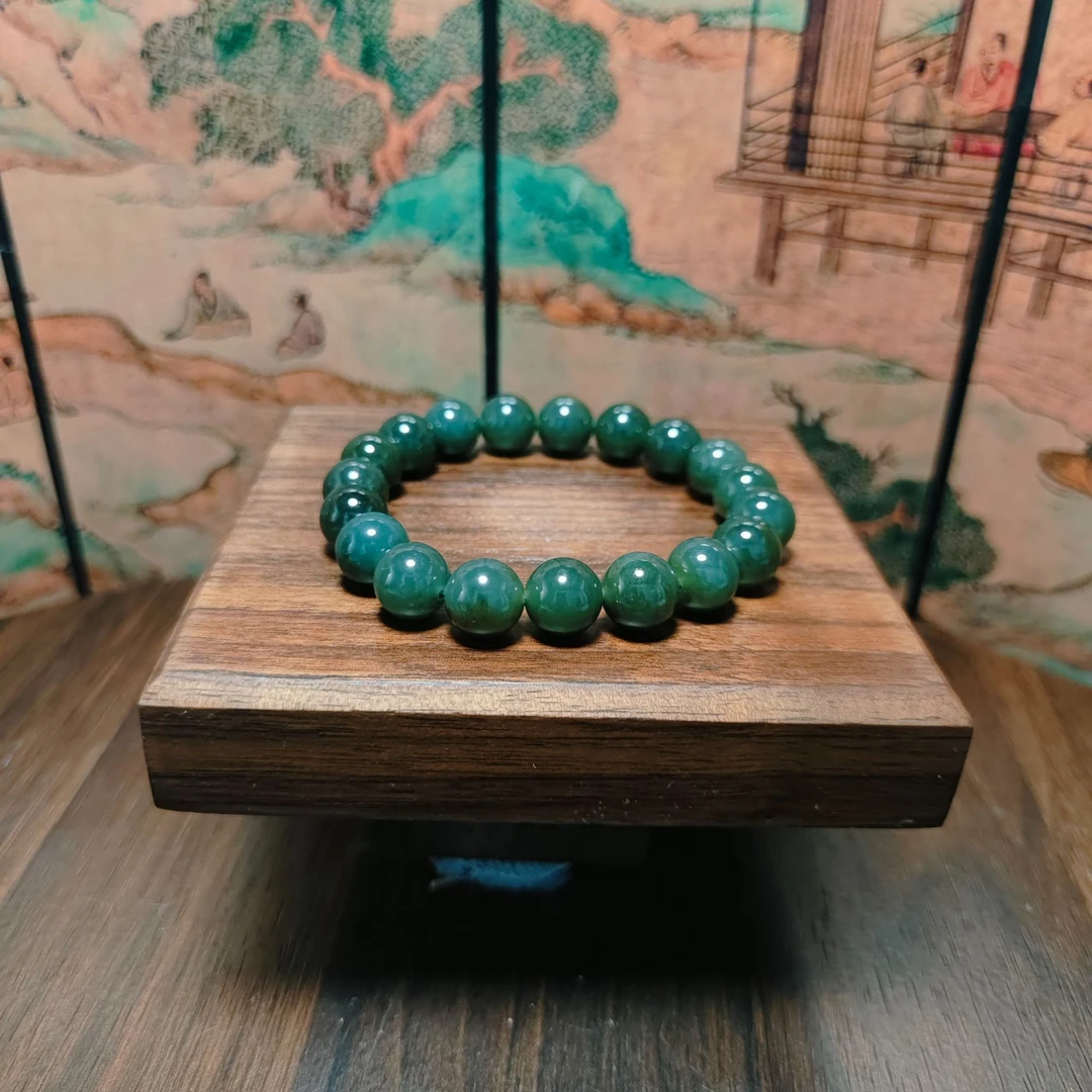 B和田玉圆珠手串（卡10）0093