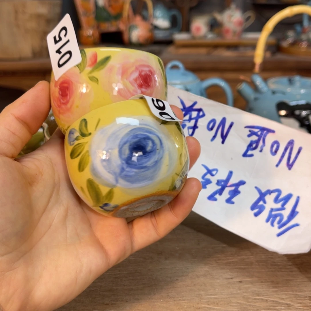 薇***恩壶素浅陶瓷手工手绘