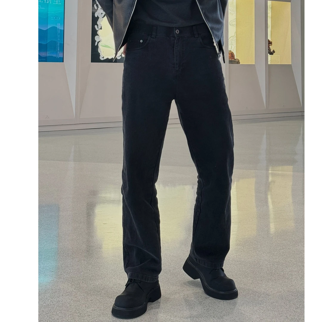 丁先生-简约款纯色休闲百搭直筒显腿长牛仔裤