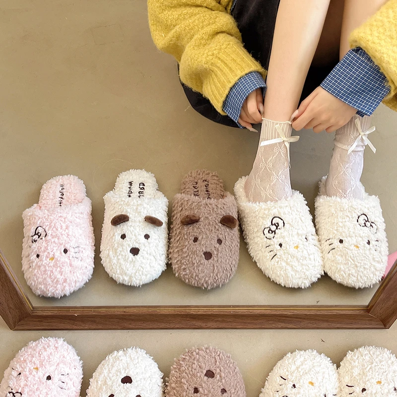 自留种草~INS勃肯鞋女秋冬居家用2025新款少女心卡通厚底毛毛拖鞋