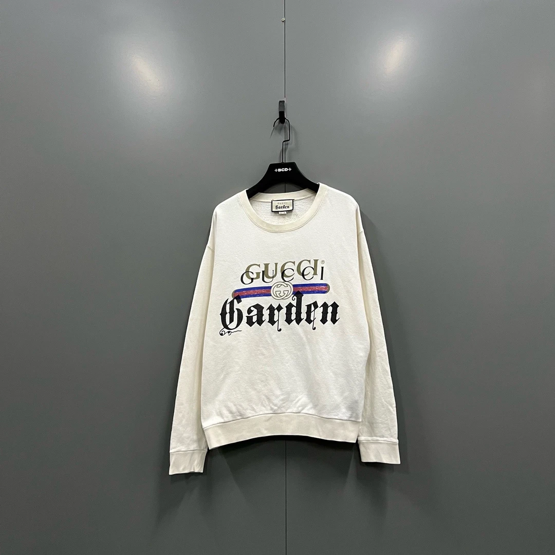 95新 GUCCI/古驰 bc622 米白色字母logo印花卫衣 L码 606339