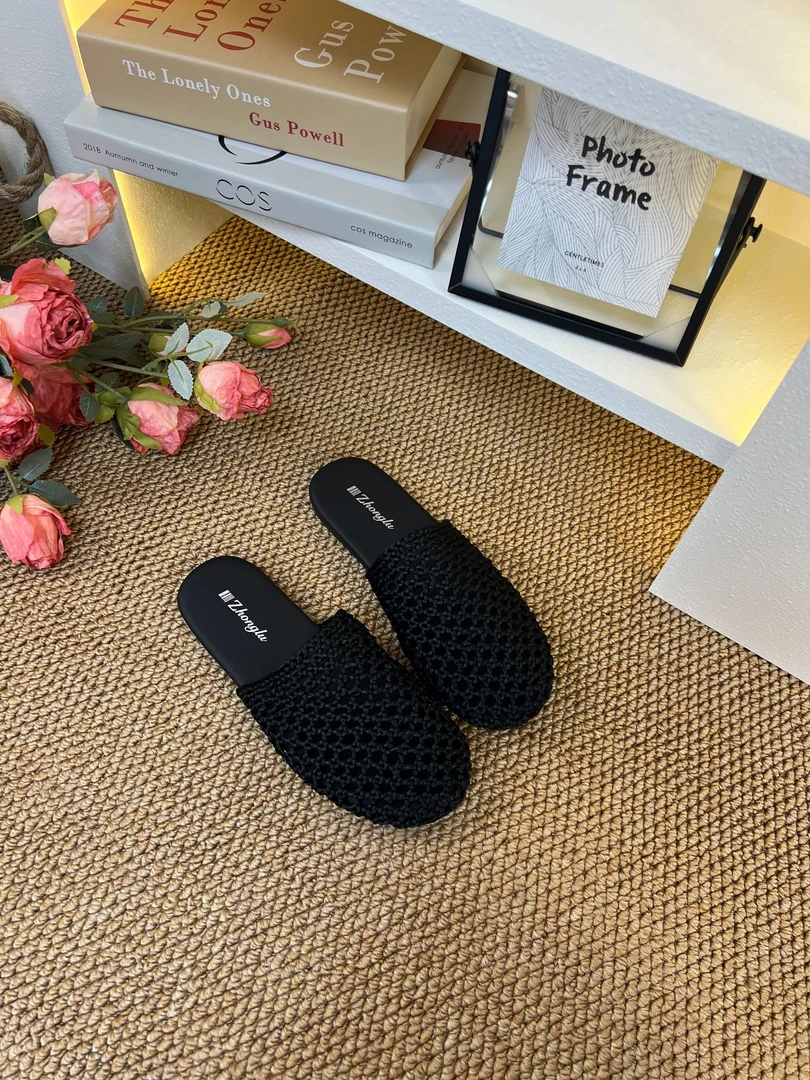 Q.MI2025夏季新款百搭网红镂空编织韩版休闲风软底透气时尚包头拖