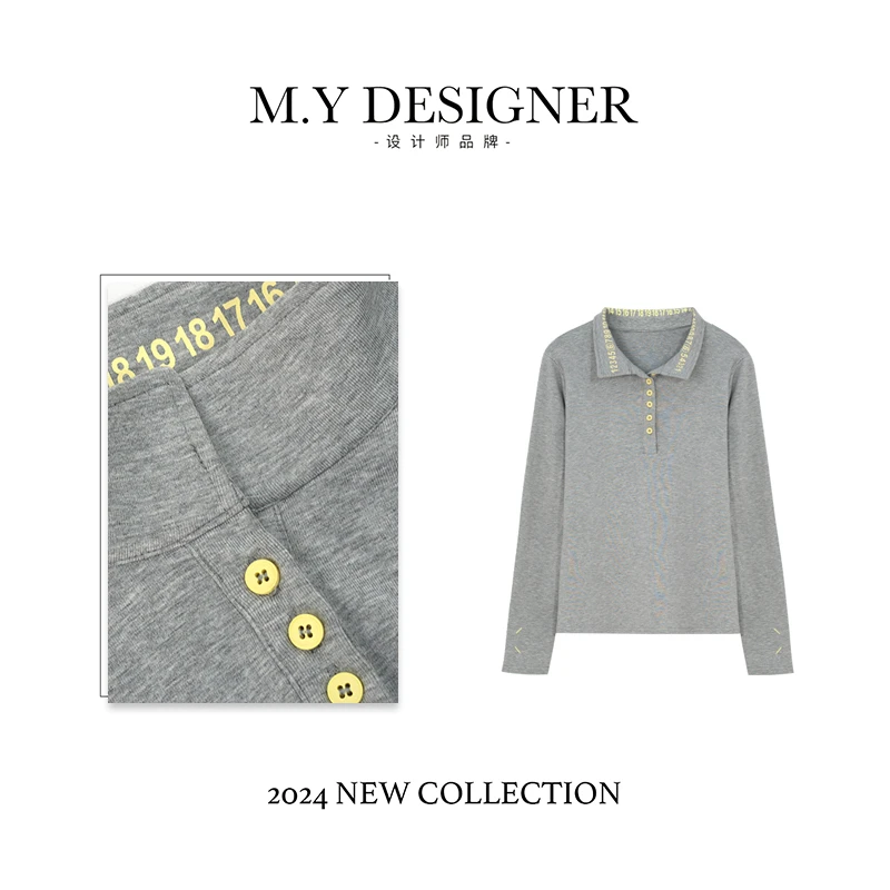 M.Y媛总 时尚设计立领印花打底上衣801297