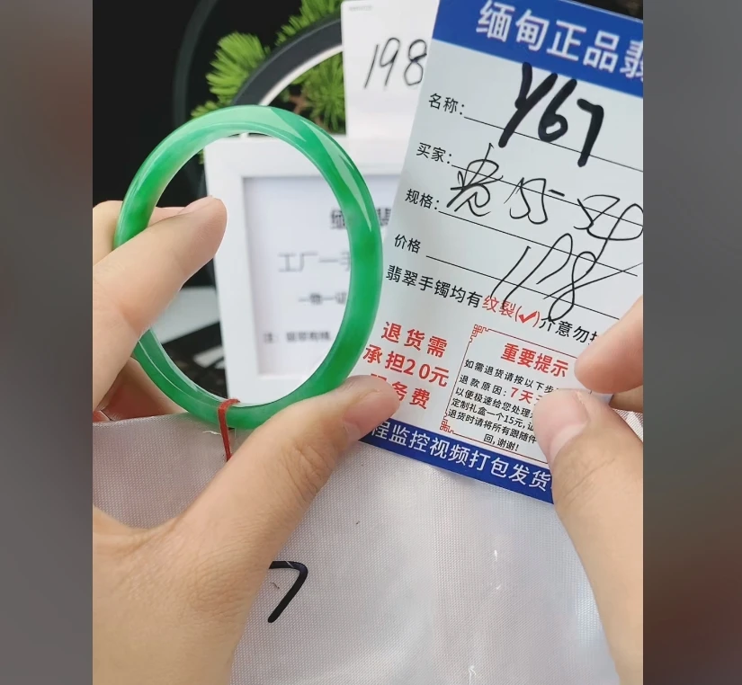 Y67缅甸翡翠手镯处理198/条【一物一证】实物以直播间为准