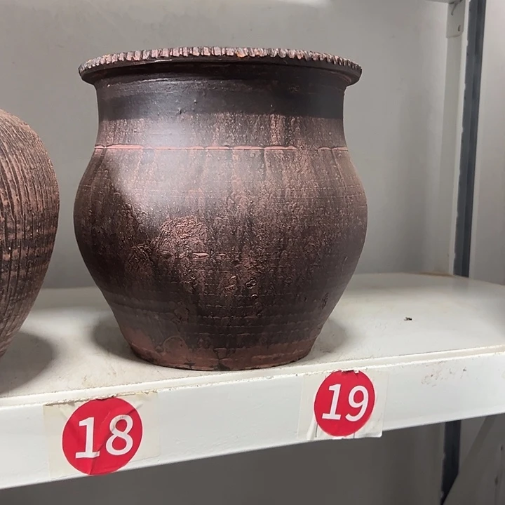 粗陶盆有孔高21口20