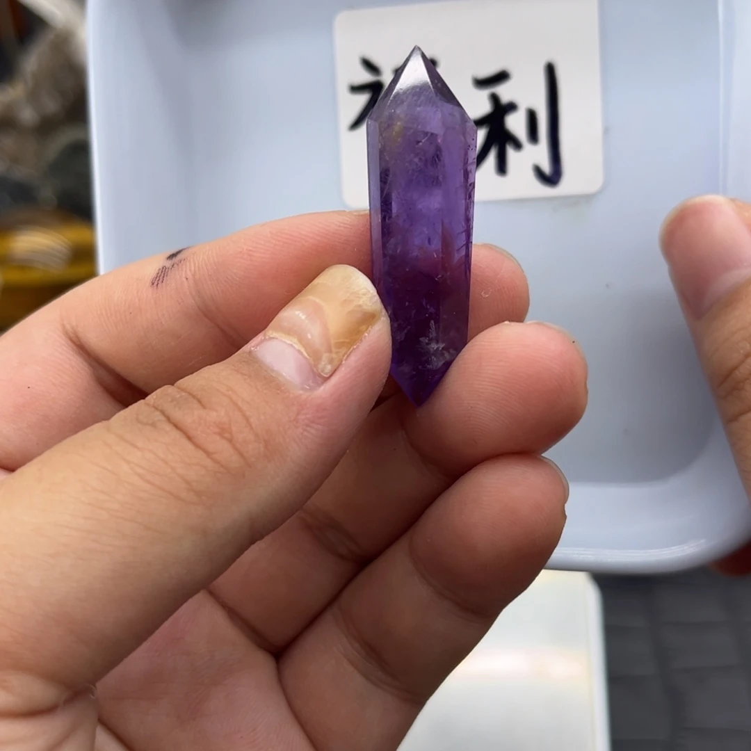 珠宝半成品未镶嵌水晶50 乌拉圭紫水晶双尖