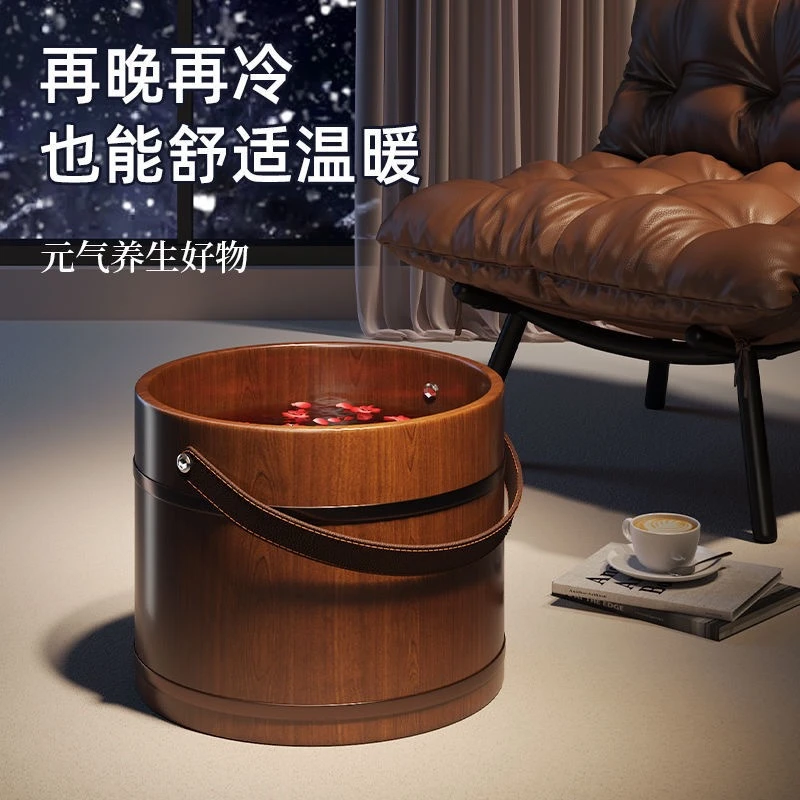手提泡木桶过小腿木质洗桶家用按摩足浴桶木质洗盆足浴盆泡脚桶