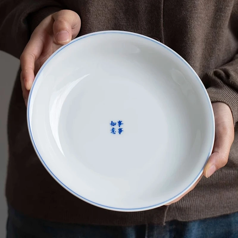 曼叙陶瓷盘子家用菜盘子青花釉下彩精致轻奢高级感高颜值餐具