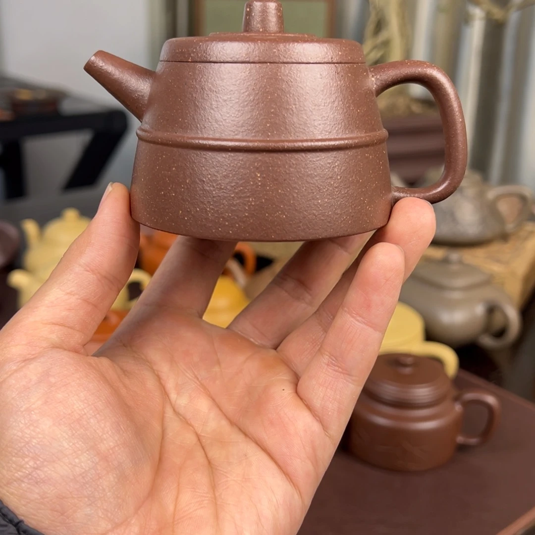 紫砂茶壶束腰井栏 天青