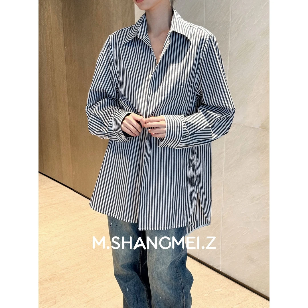 M.SHANGMEI.Z/沐熙【极简学院】美大哥简洁舒适透气条纹衬衣X032277