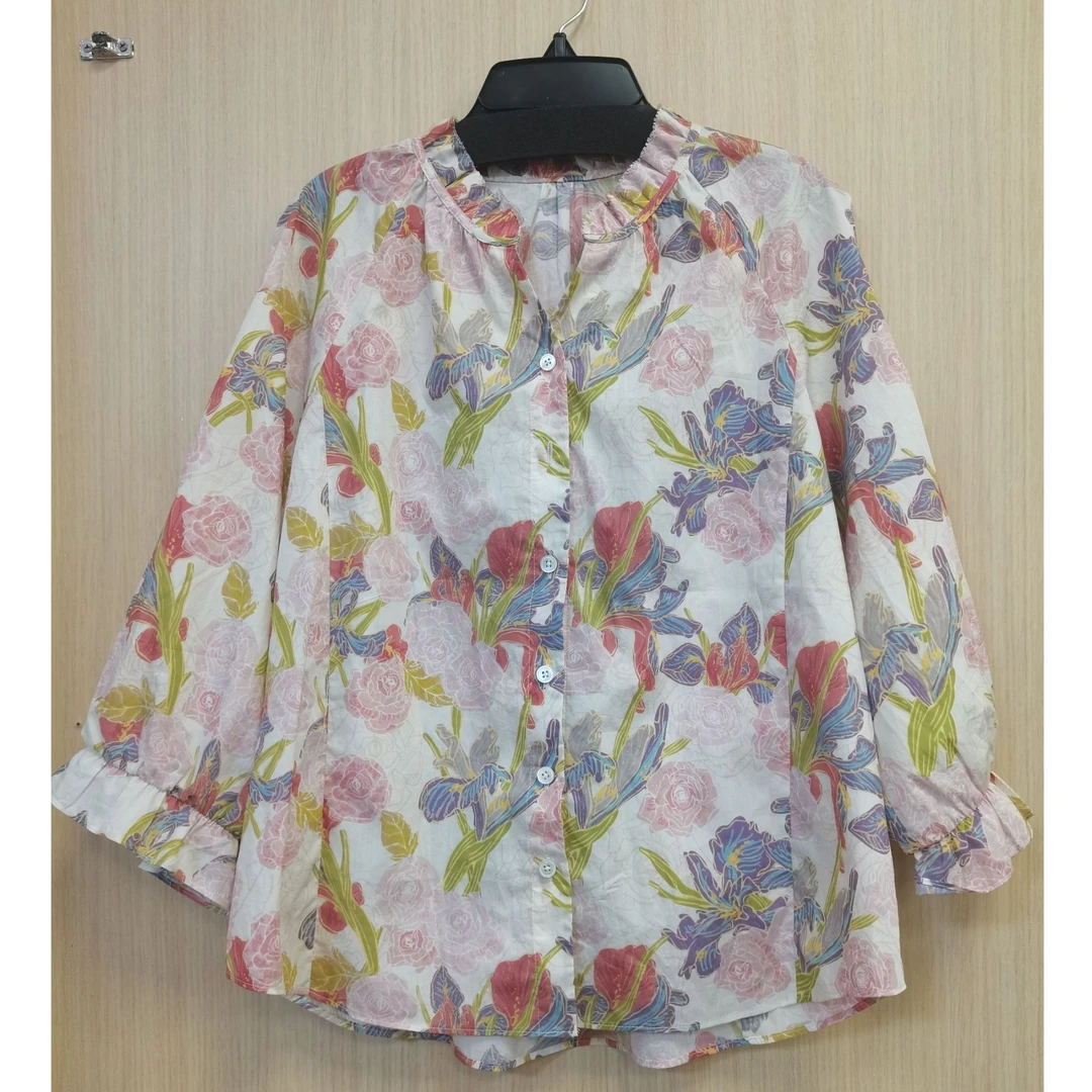 【维姐精选】RL 100高支棉夏季假日风休闲轻薄碎花衬衫上衣