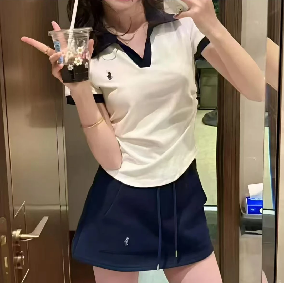 【买上衣送裙子】新款女童亲子装韩系polo衫短袖套装刺绣洋气两件套