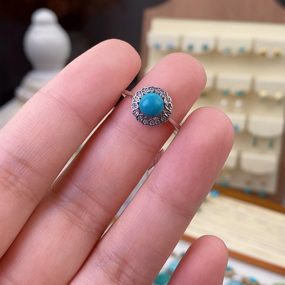 绿松石戒指银S925镶嵌