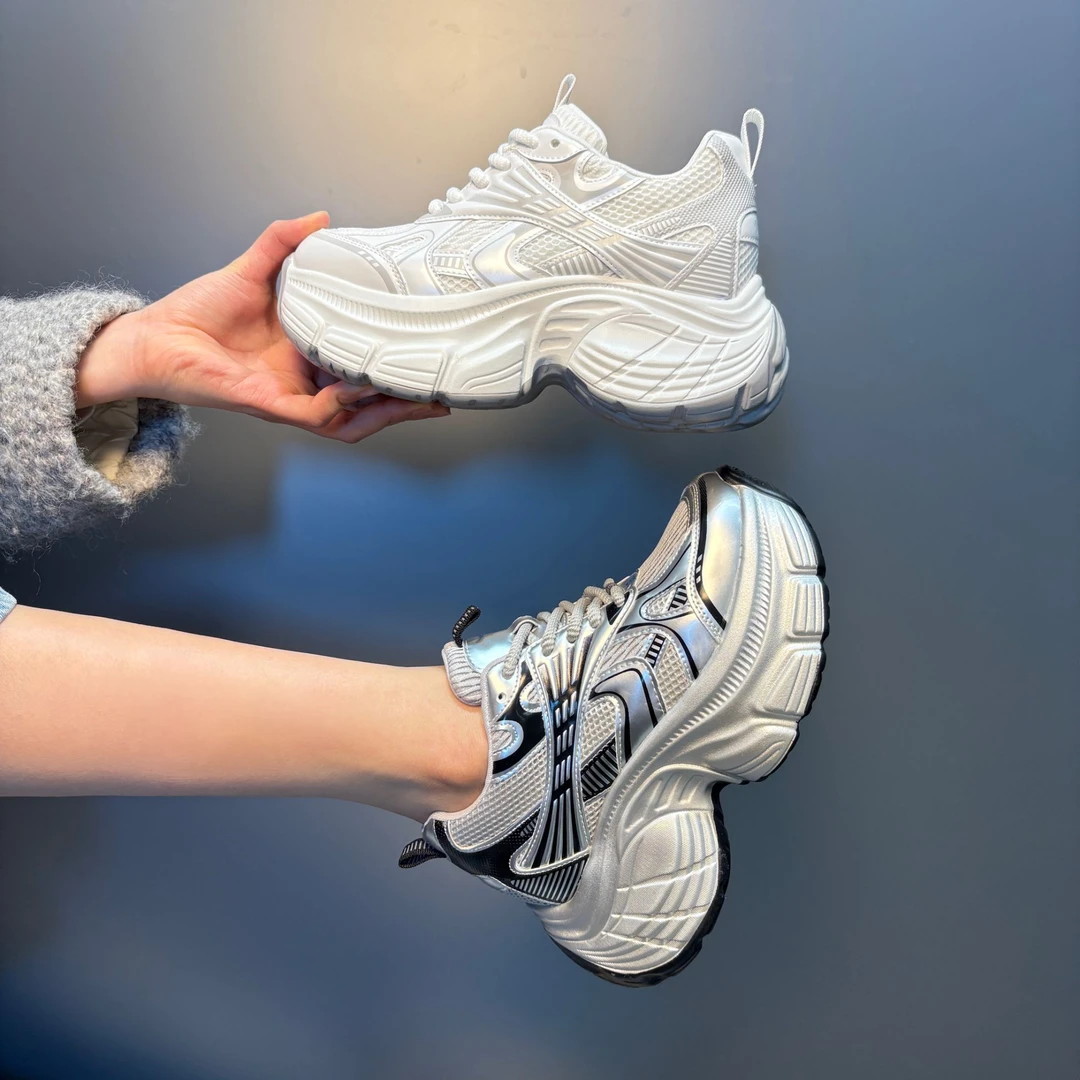 Manta/曼塔【增高9公分】银角大王 超轻时尚透气平底增高厚底老爹鞋