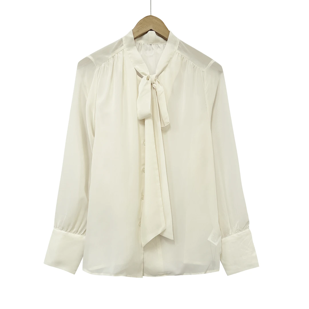 春上新！女士系带领长袖OL气质通勤衬衫F201