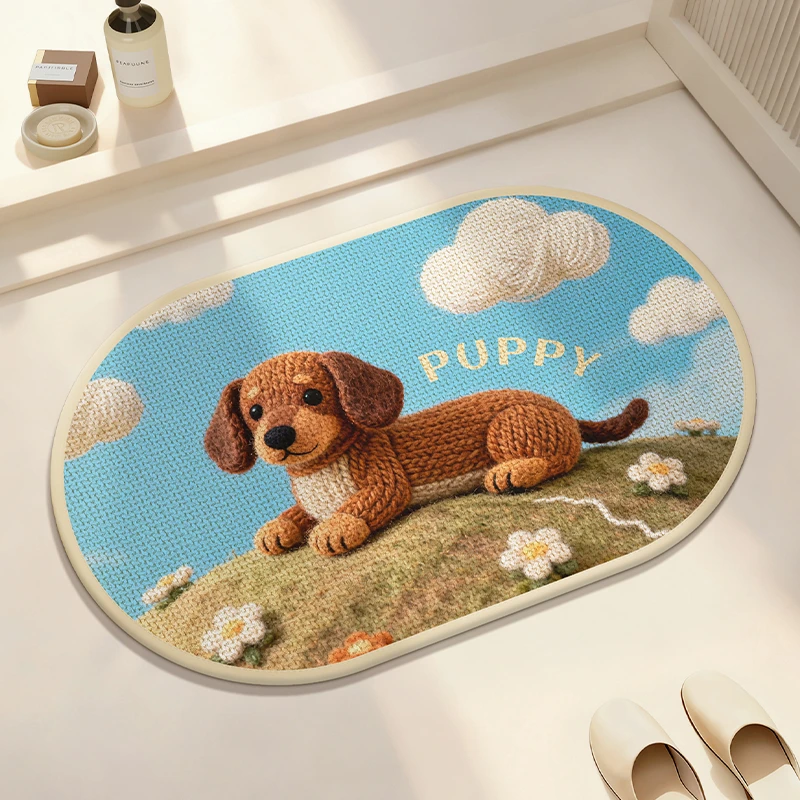 卡通仿亚麻编织浴室吸水速干地垫浴室卫生间门口防滑脚垫加厚地毯