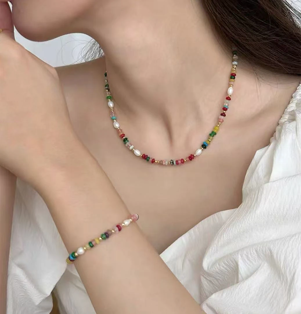 钛钢项链 木木（ZF1598）  45厘米 彩色多巴胺项链叠戴颈链