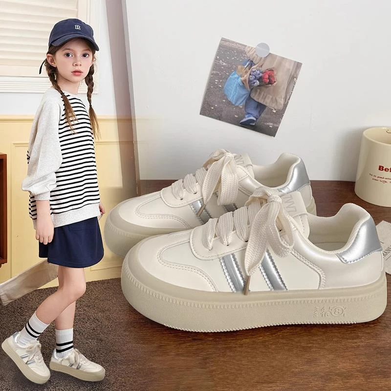 FAVMARTHA女童德训鞋2025春秋新款儿童百搭小白鞋中大童休闲运动