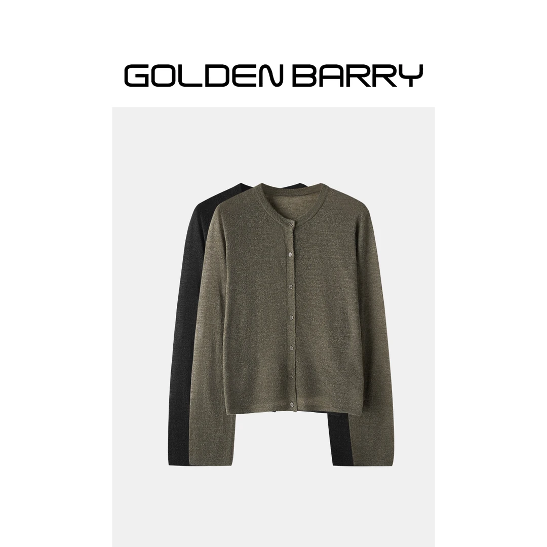 GOLDENBARRY【福 利】|242272简约圆领毛织开衫