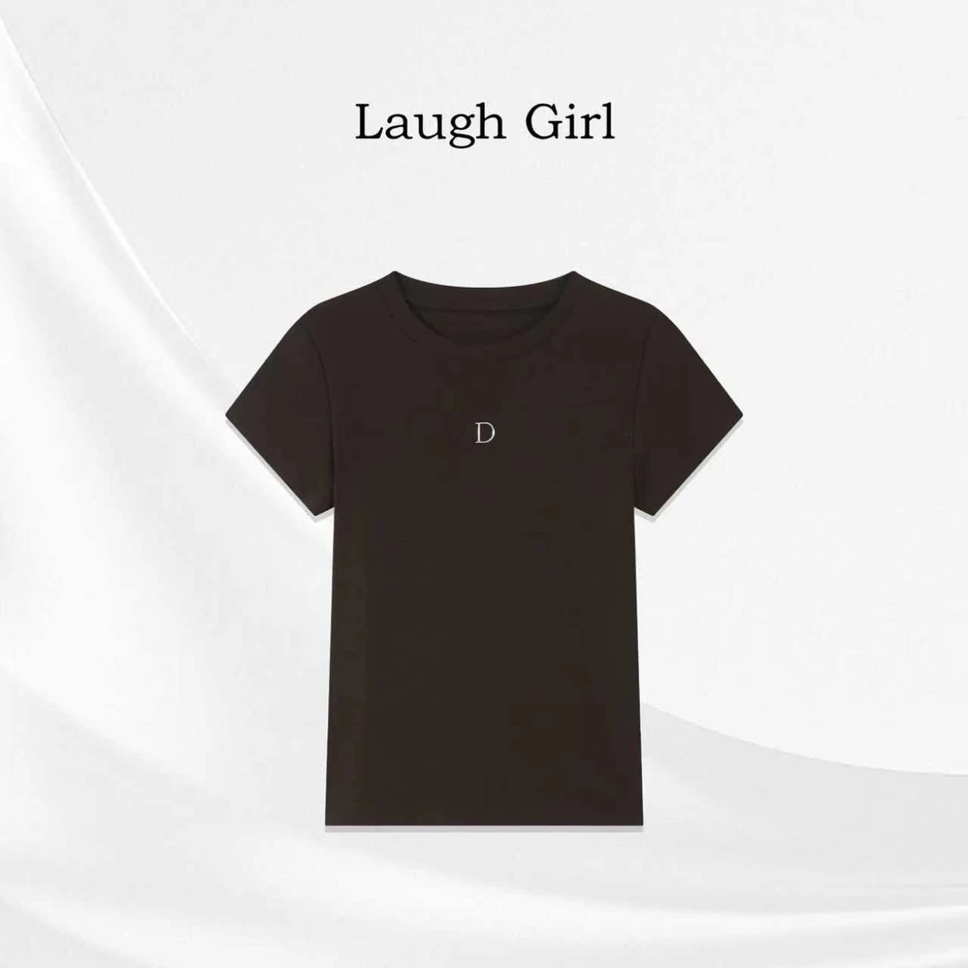 楚楚君 Laugh girl【塑形T】圆领百搭字母D短袖T恤TL53570J
