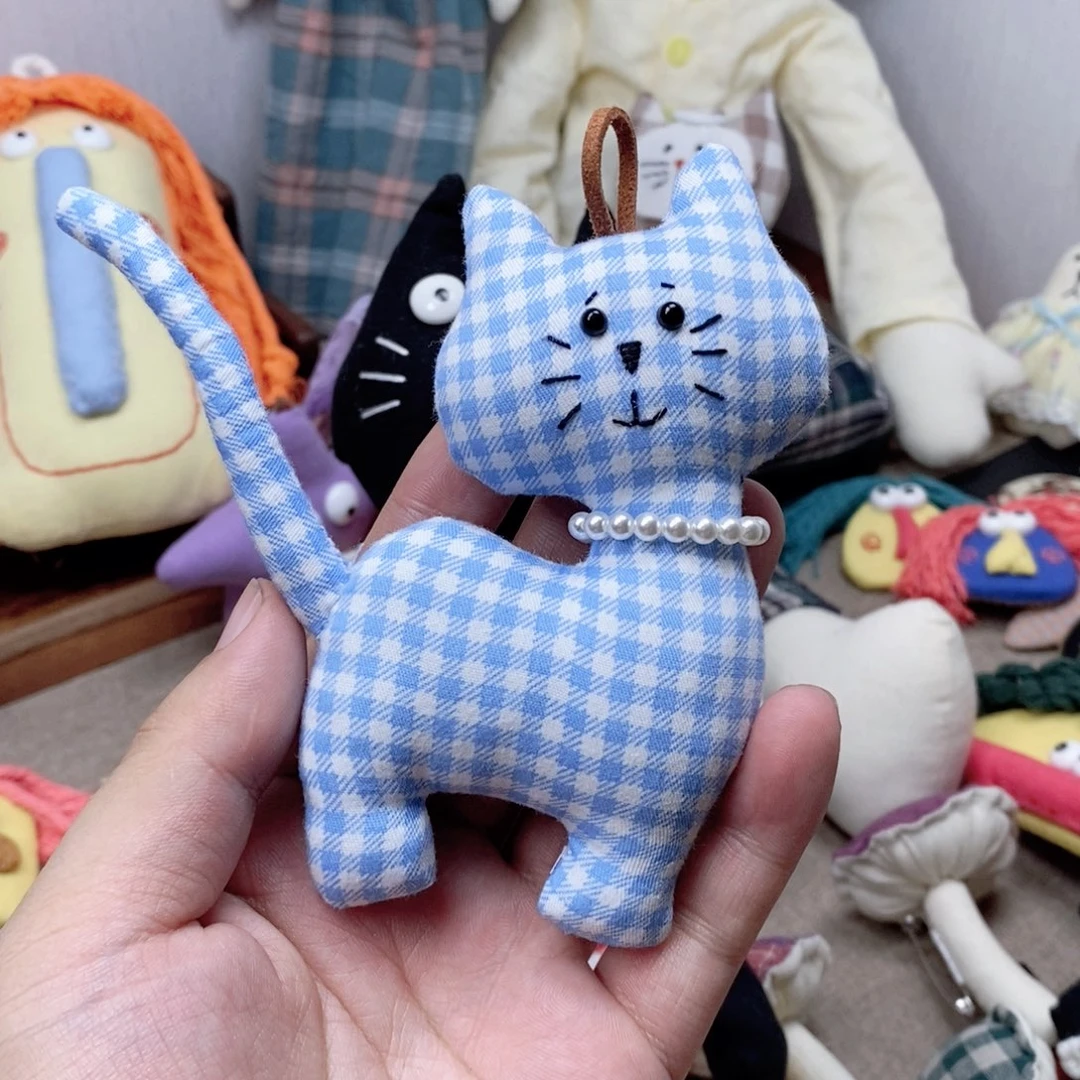 珍珠布艺小猫挂绳