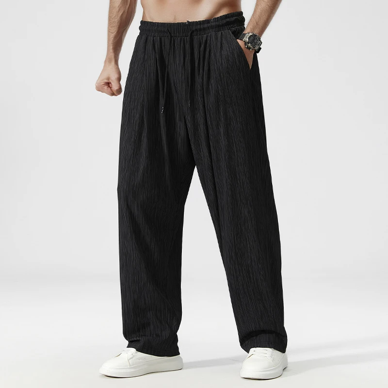 360斤休闲裤冰丝宽松大码男裤潮流直筒运动裤加肥加大码胖子裤子