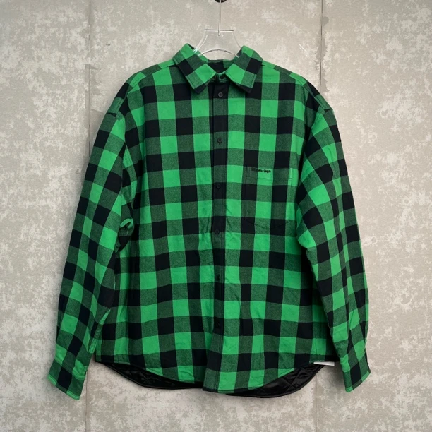 未使用 Balenciaga/巴黎世家 格纹翻领单排扣长袖衬衫/17015/JP