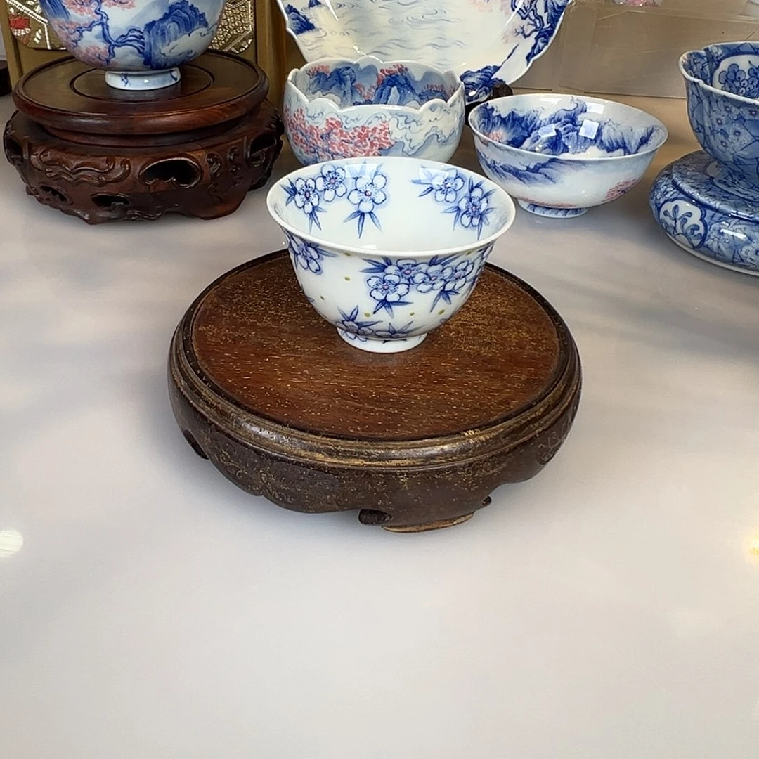 杯子青樵轩梅竹撇口杯