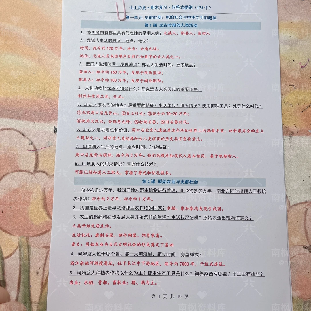 2025年秋季七年级上册历史期末复习问答式提纲（173个）