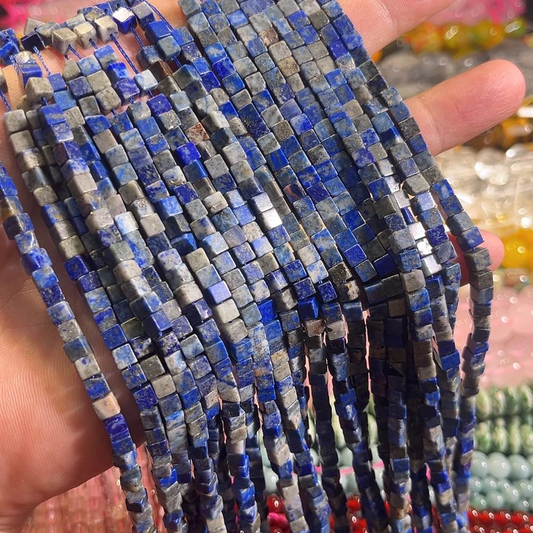 玛瑙/玉髓合金珠宝半成品青金石方糖一条4mm