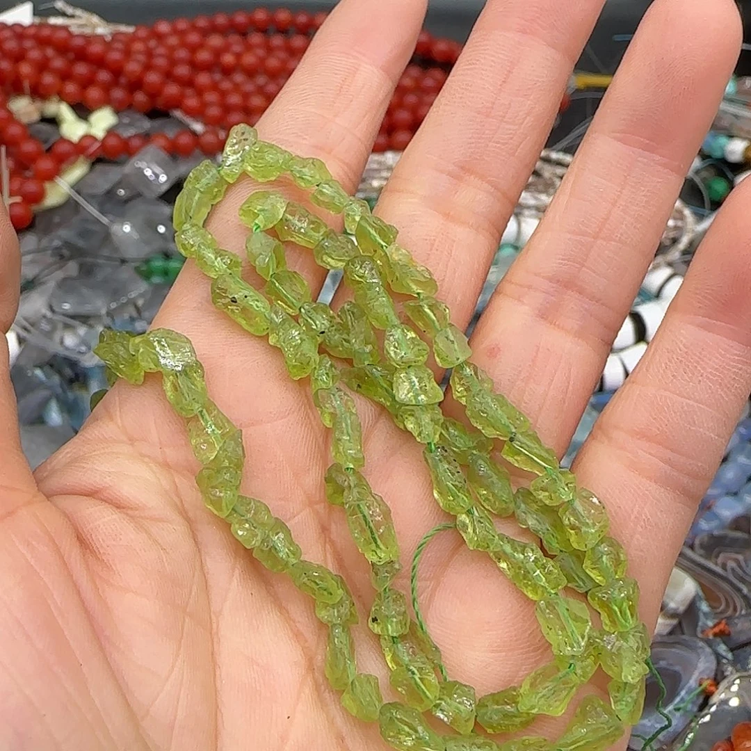 玛瑙/玉髓合金珠宝半成品橄榄石原石一条4-6mm