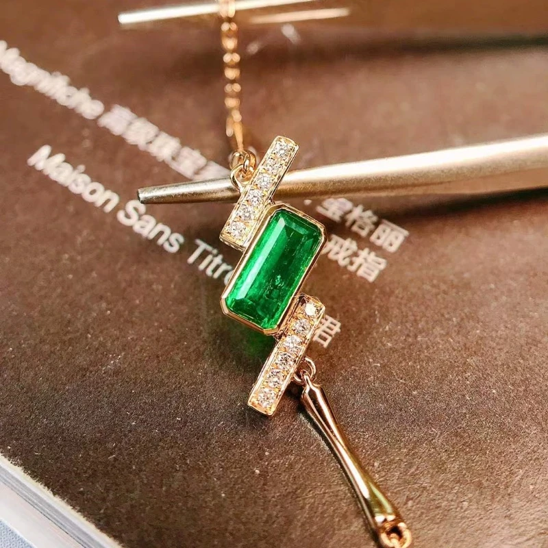 8囍珠宝 18k金 0.38ct 祖母绿手链 哥伦比亚 洋气 精致复古 百搭