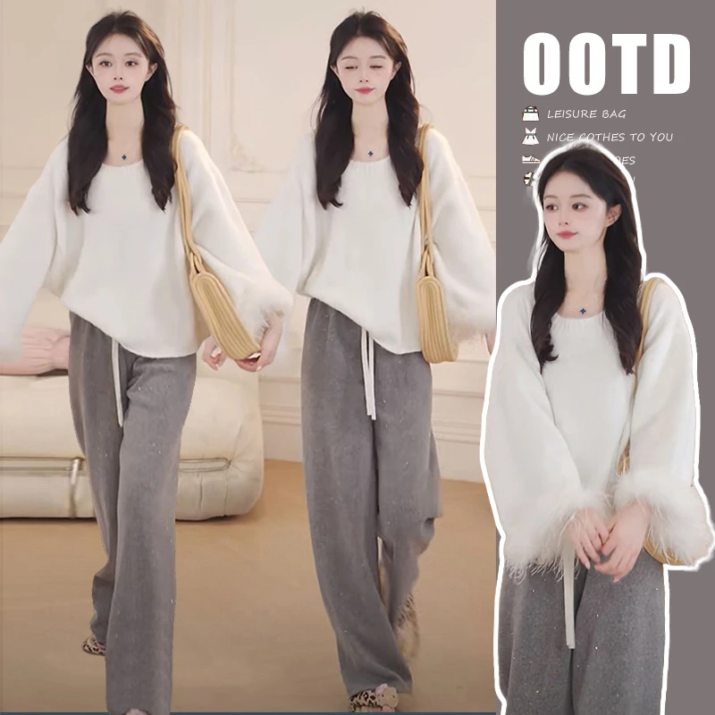 孕妇装女秋冬休闲慵懒风时尚宽松2025新款简单外穿舒适两件套秋装