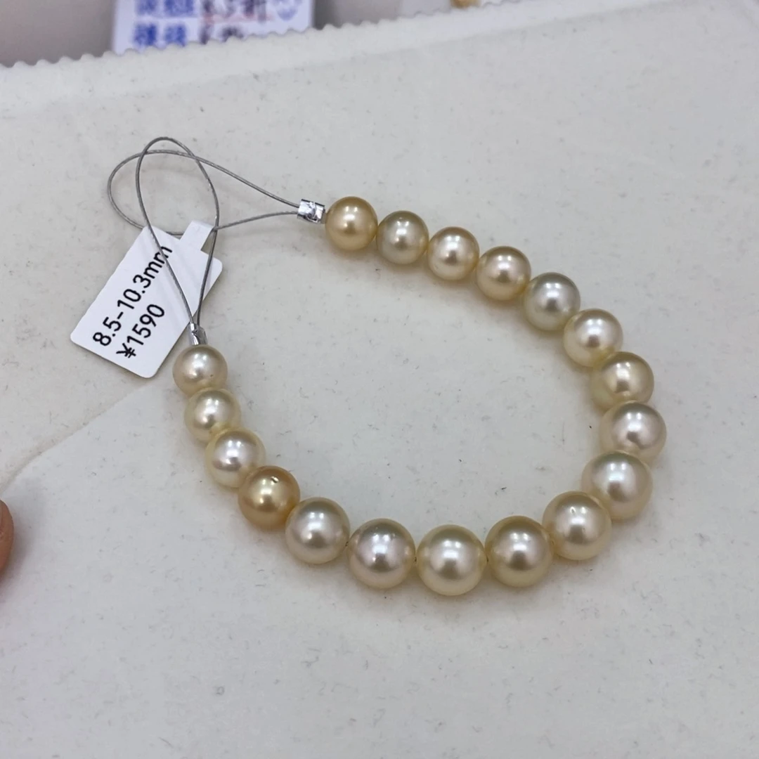 未镶嵌手链海水珍珠糕*糕金珠手链8.5-10.3华