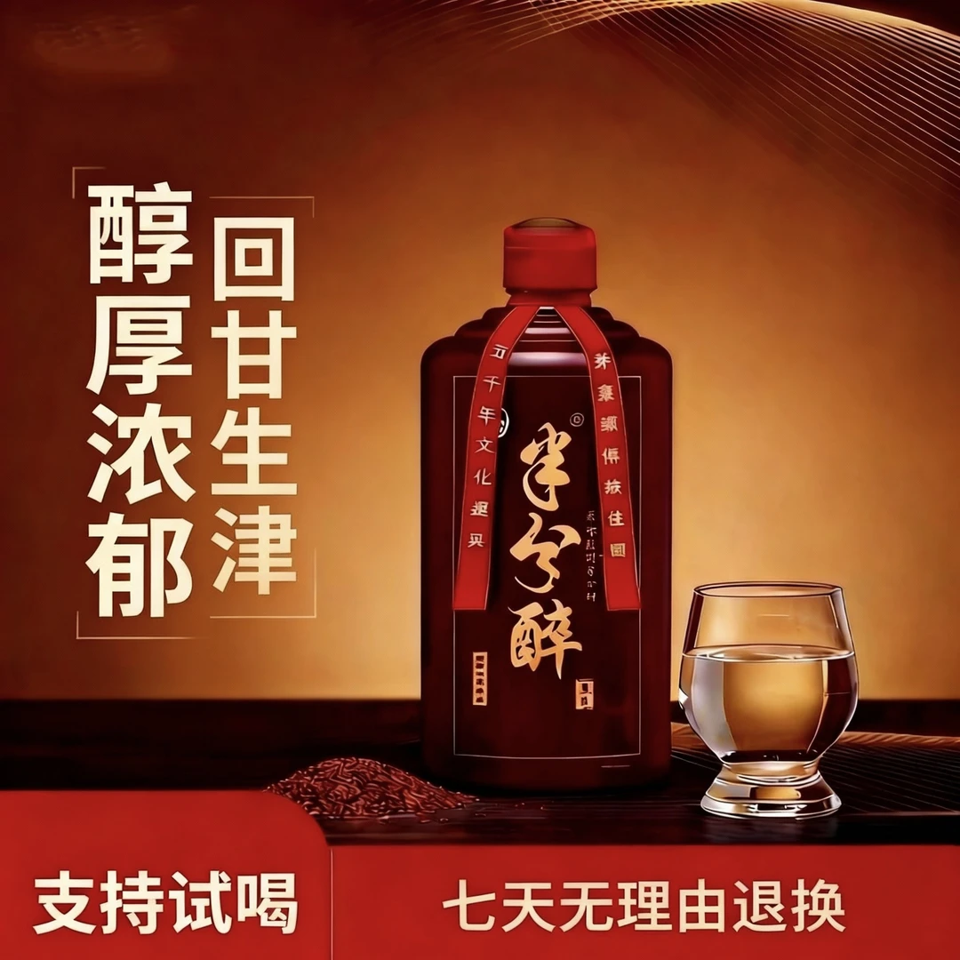 半分醉酱香白酒53度500ml夏日6年大曲坤沙送礼聚会53%Vol500