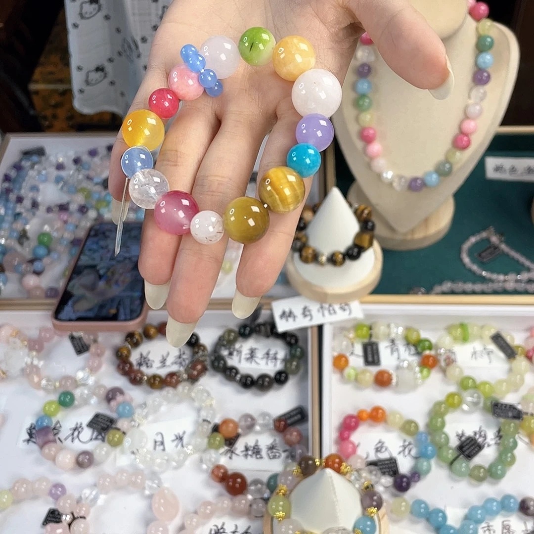 水晶手链银S925镀金镶嵌