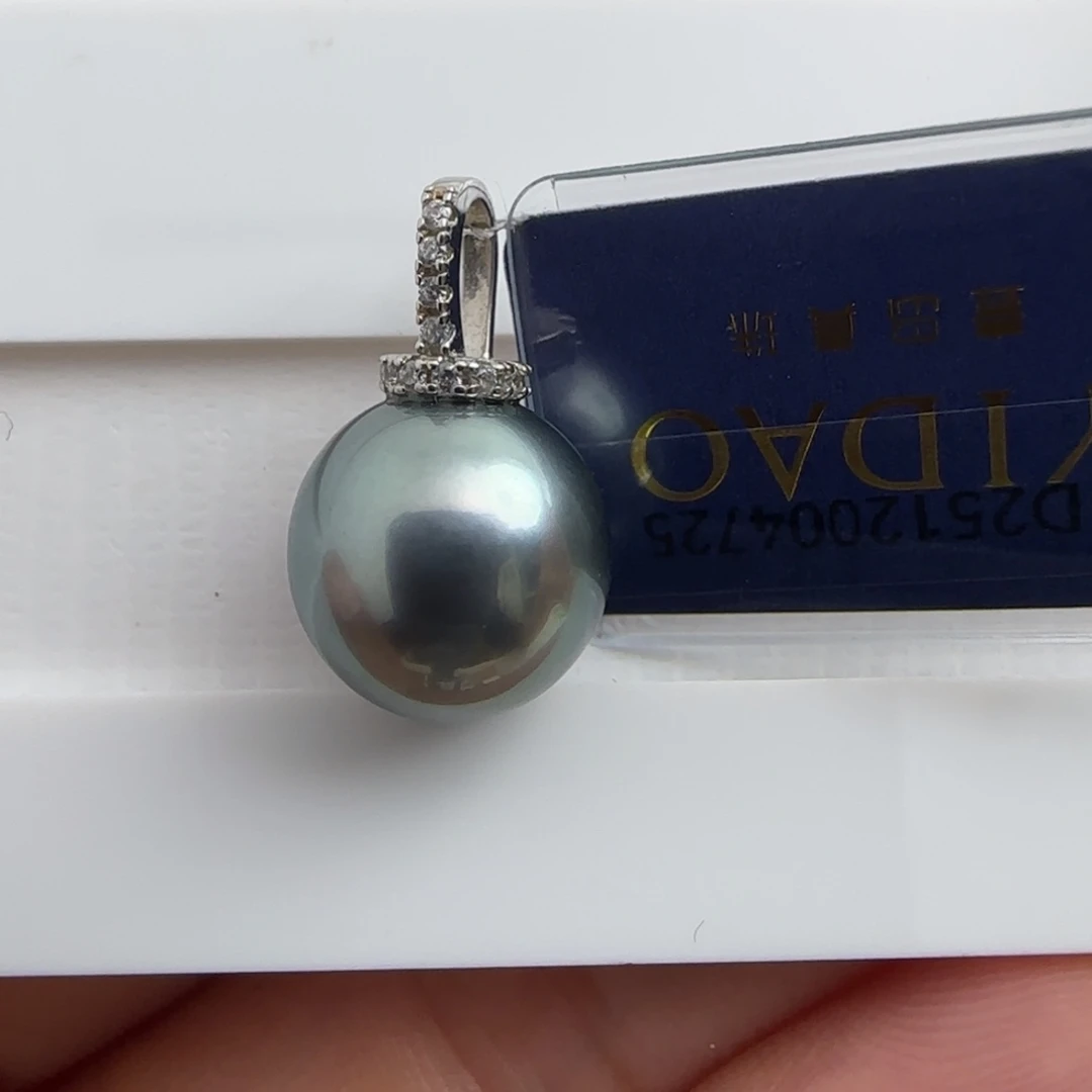 海水珍珠颈饰银S925镶嵌大溪地11-12吊坠