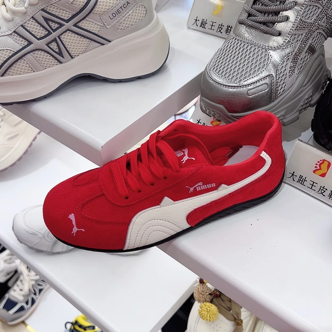 *****黄牛剖层皮革松糕鞋S501红色37