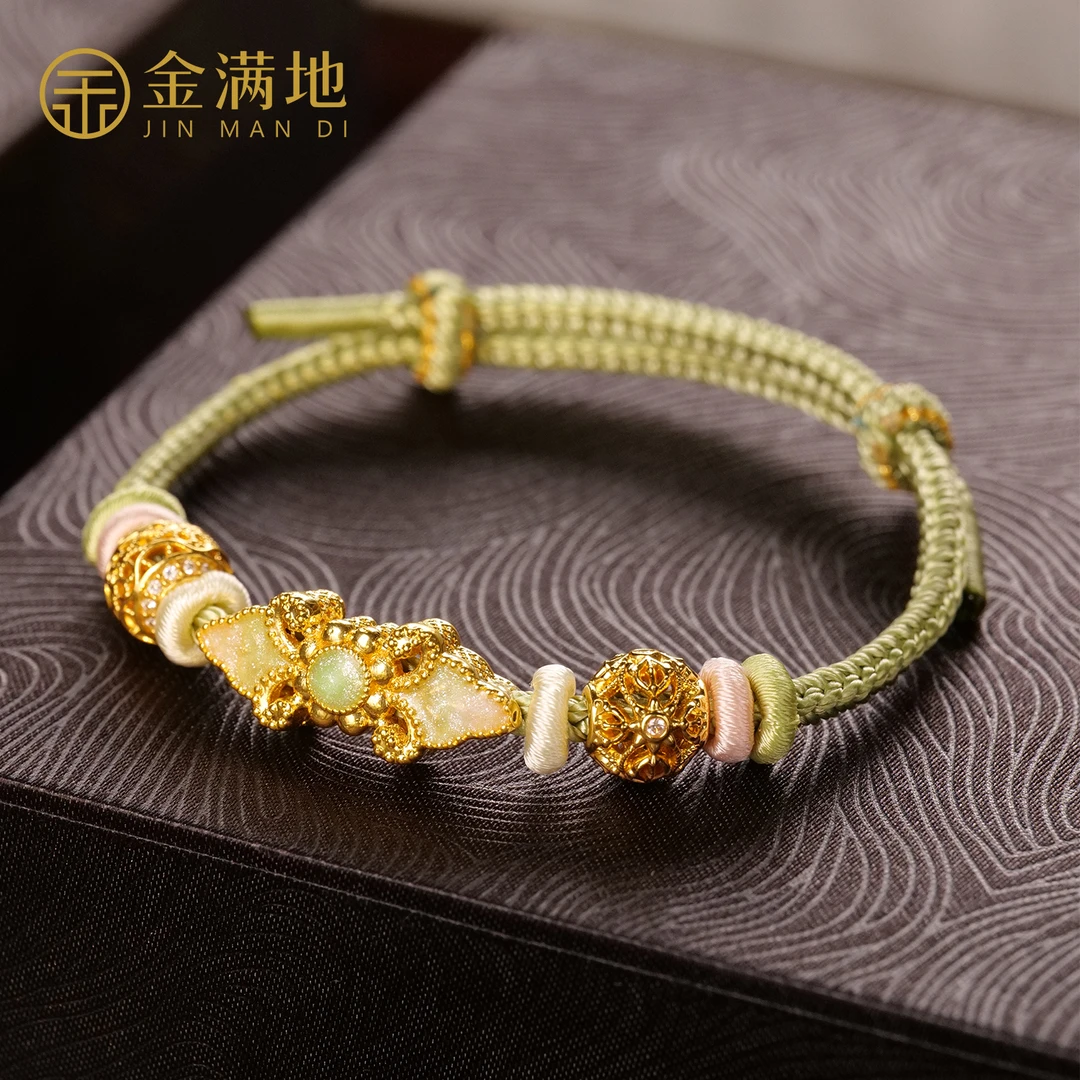 金满地足金999 点钻烤漆花绿 添金纳福