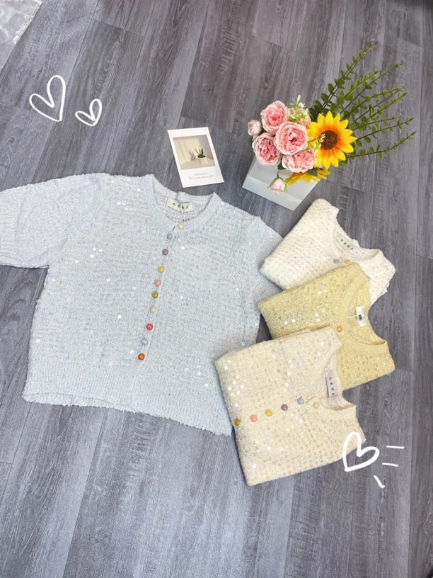 春夏款小香风冰丝开衫彩扣高级感亮闪闪chic韩系上衣女