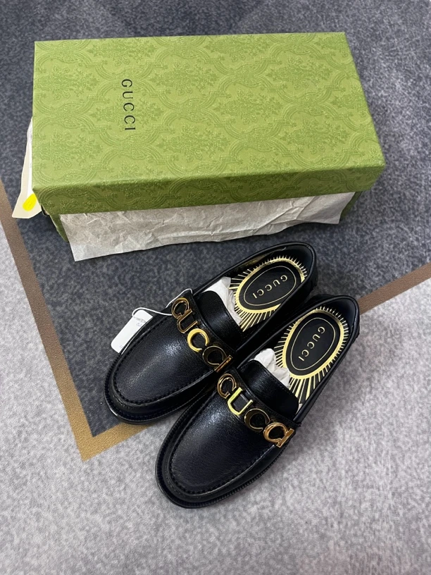 99新 GUCCI/古驰 黑色乐福鞋三四半码