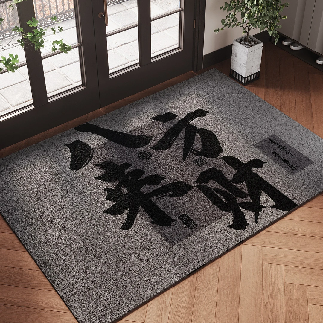灰色丝圈地毯入户门地垫玄关大门口进门脚垫防滑除尘耐脏耐磨PVC