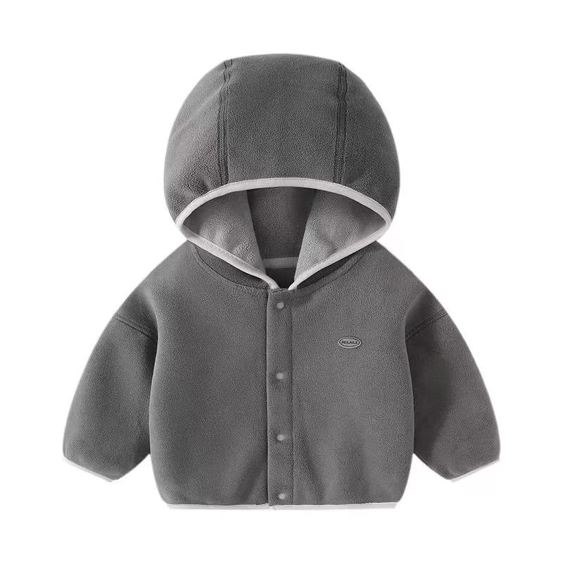 加绒保暖外套2024秋冬新款男女带帽加绒外套婴儿洋气宝宝冬季小童