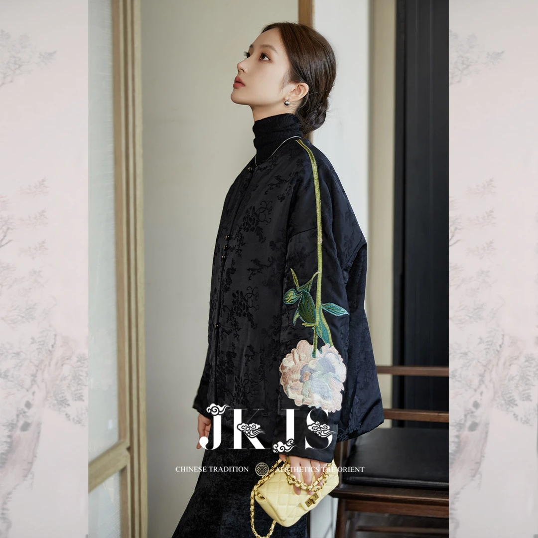 JKJS新中式棉服女款冬季2025新款加厚保暖外套短款棉衣国风袄子