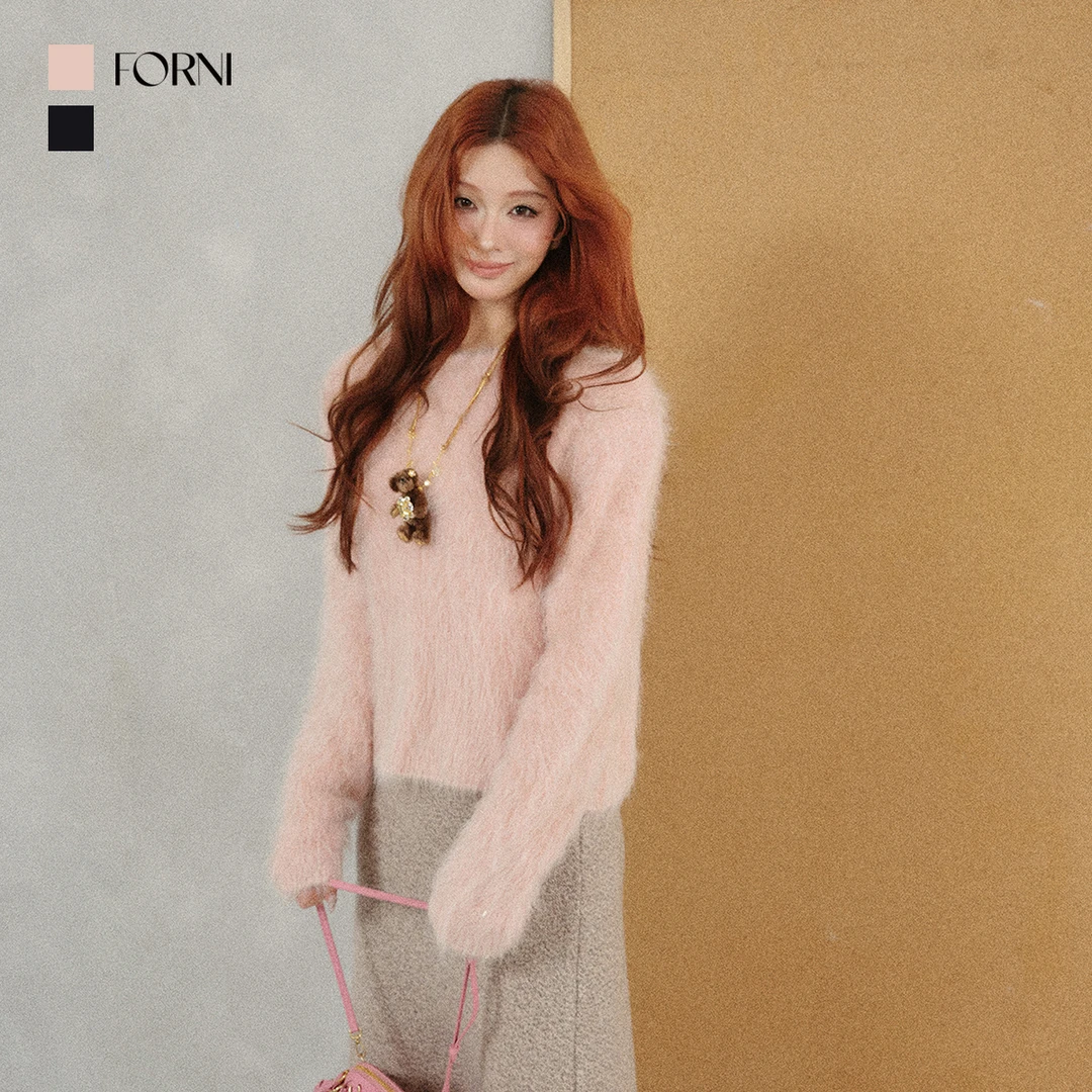 FORNI 稀有羊驼毛 超长拉毛羊驼毛针织毛衣