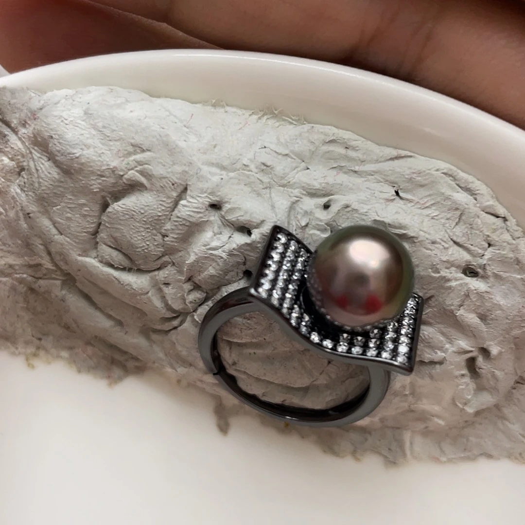 银S925镶嵌海水珍珠戒指